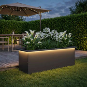 Fioriera da giardino con LED Nero 30 x 100 x 30 cm Acciaio 8008112