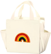 Lunchtas grande, tela con ricamo arcobaleno, isolata per piatti caldi e freddi (8L), ideale per bambini e adulti, perfetta per scuola, viaggi e avventure all'aperto