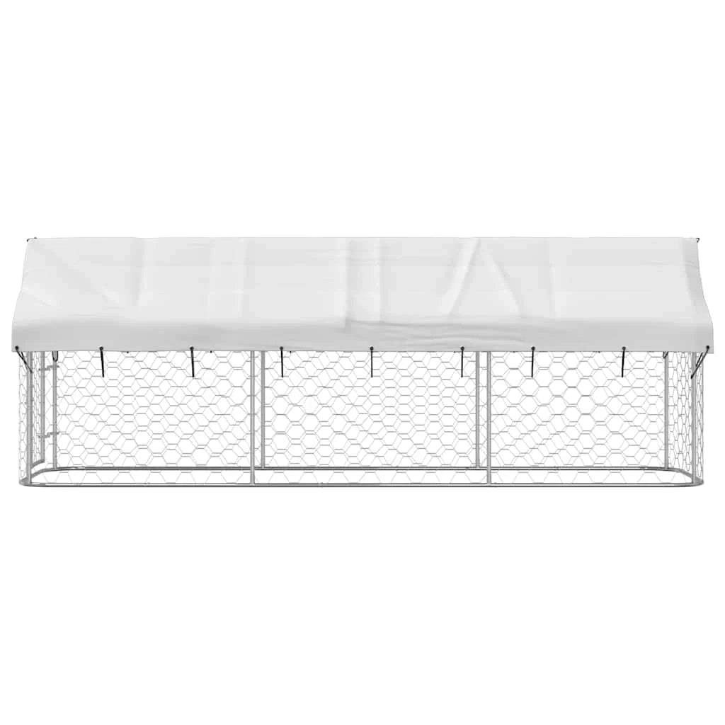 Gabbia/recinto per animali da esterno con tetto 400 x 100 x 150 cm Argento 02_0041909