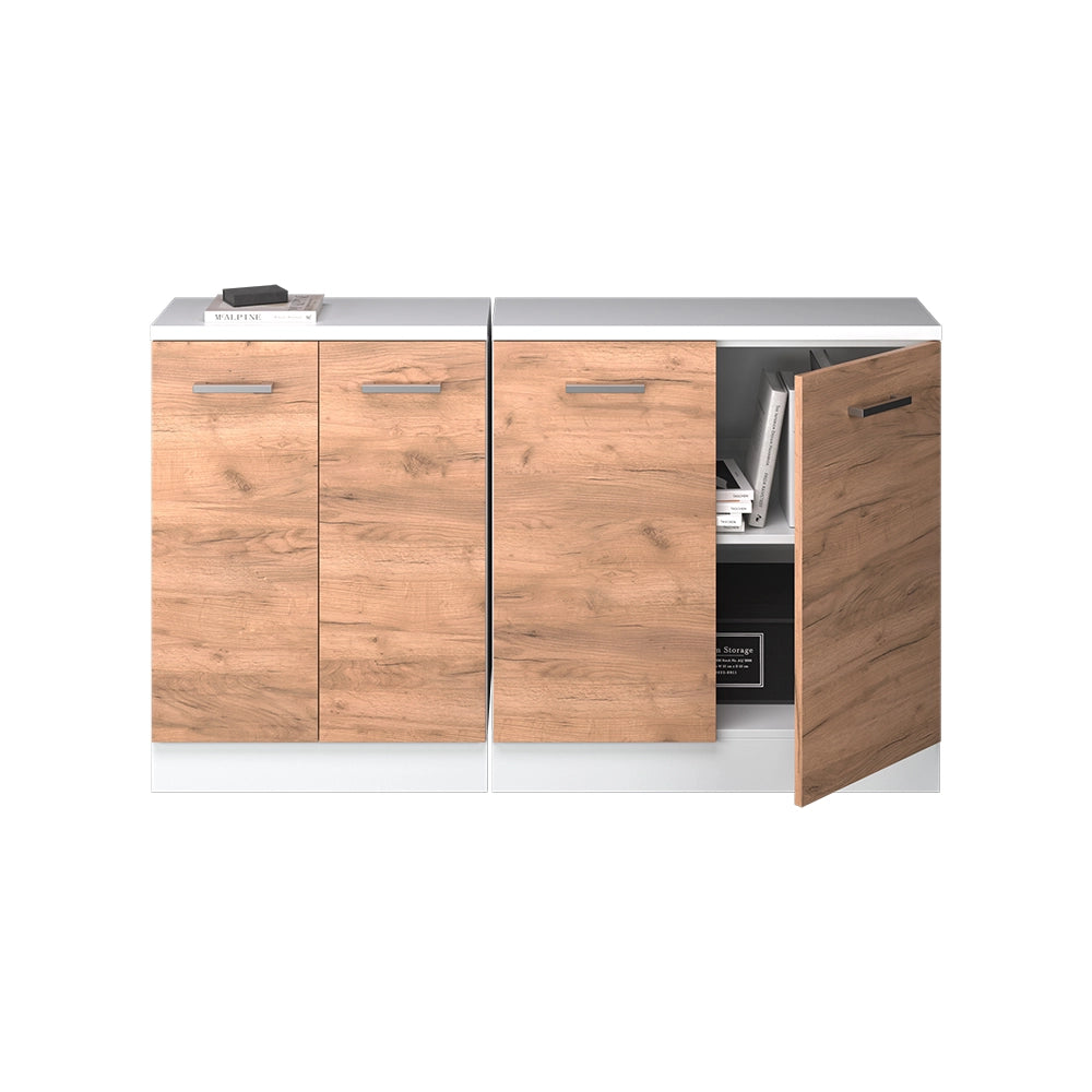 Set di mobili sottotetto Rion Rovere dorato/Bianco 140 cm Set di 2 carcasse armadio profondità 60 cm Vicco