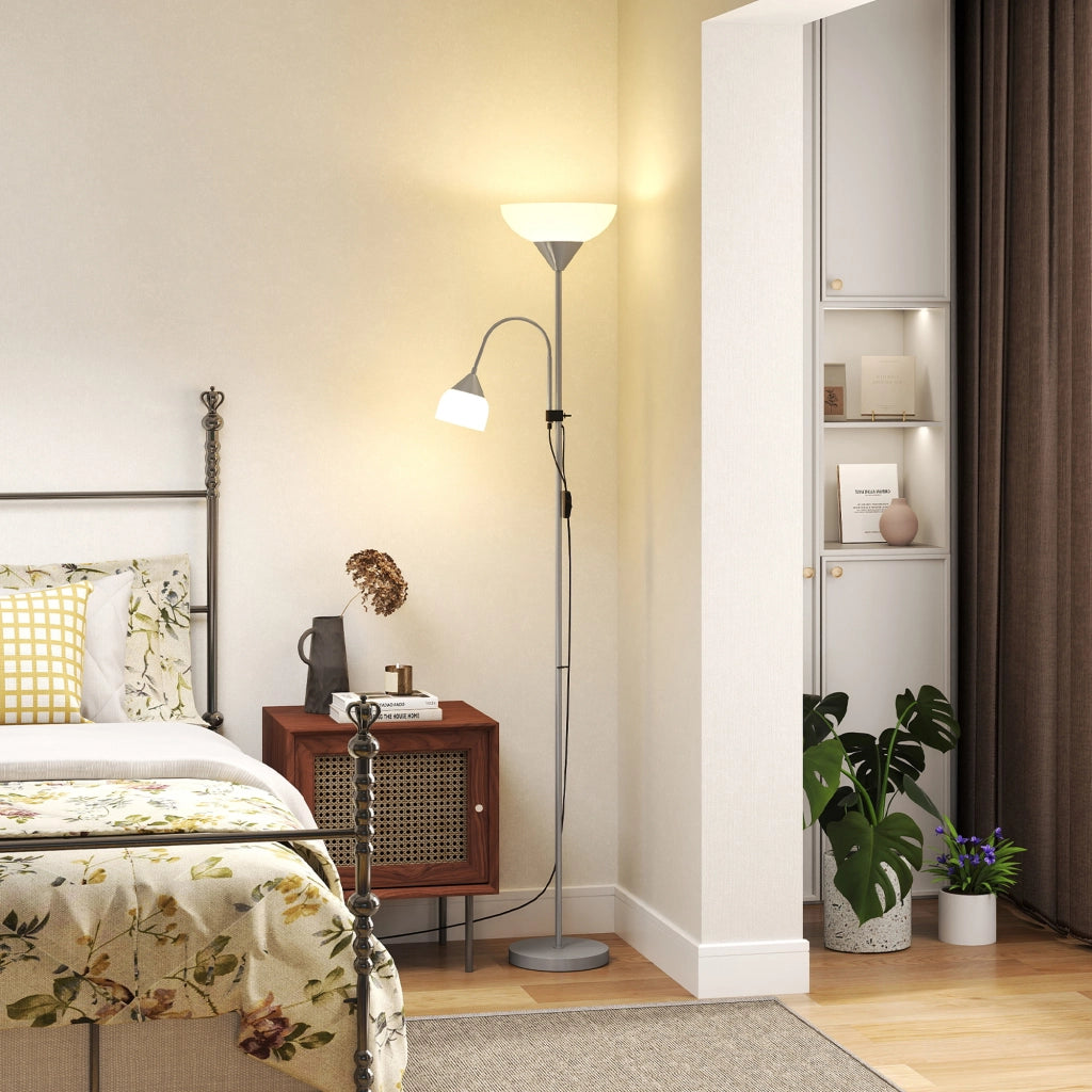 Lampada da terra con 2 teste E27 E14 ¨C Zephmum ¨C base metallo ?28x179.5 cm