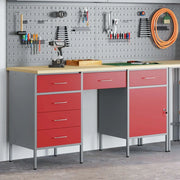 Mobile da lavoro 3 pcs Rosso Legno ingegnerizzato e acciaio 3321379