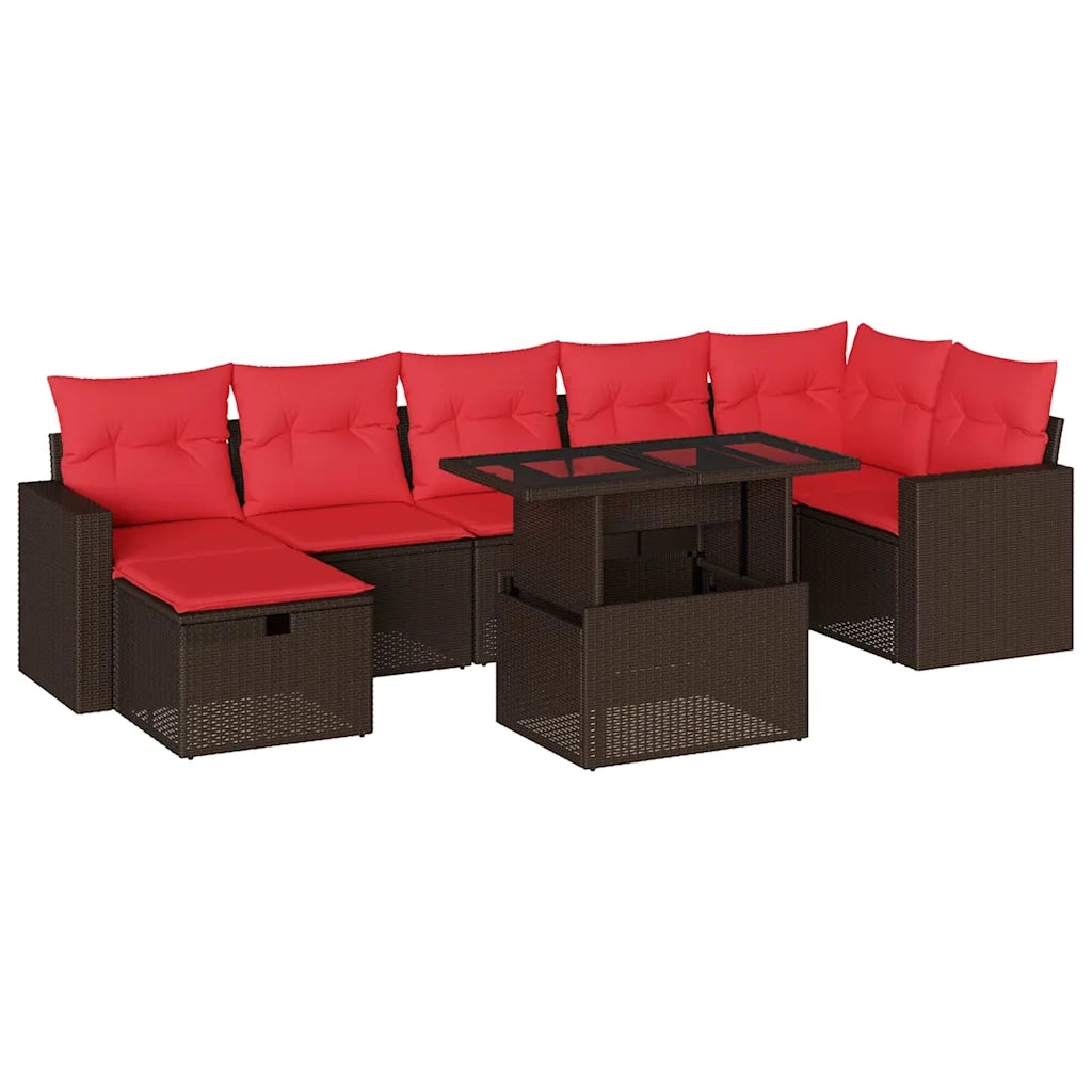 Set Divani da Giardino 8 pz con Cuscini Marrone in Polyrattan 3274834