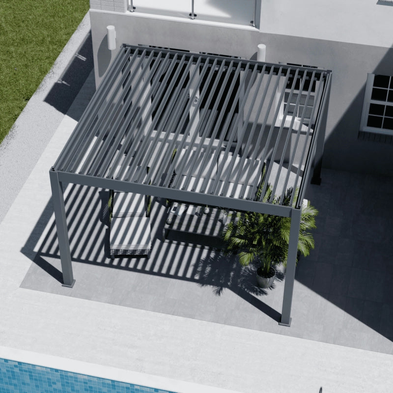 Pergola bioclimatica motorizzata Ombréa ELMO autoportante 4x4M - Antracite