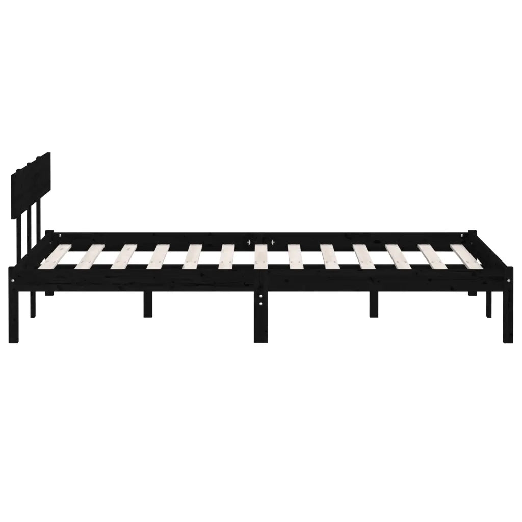 Giroletto-Struttura Letto Nero in Legno Massello di Pino 140x200 cm 107778