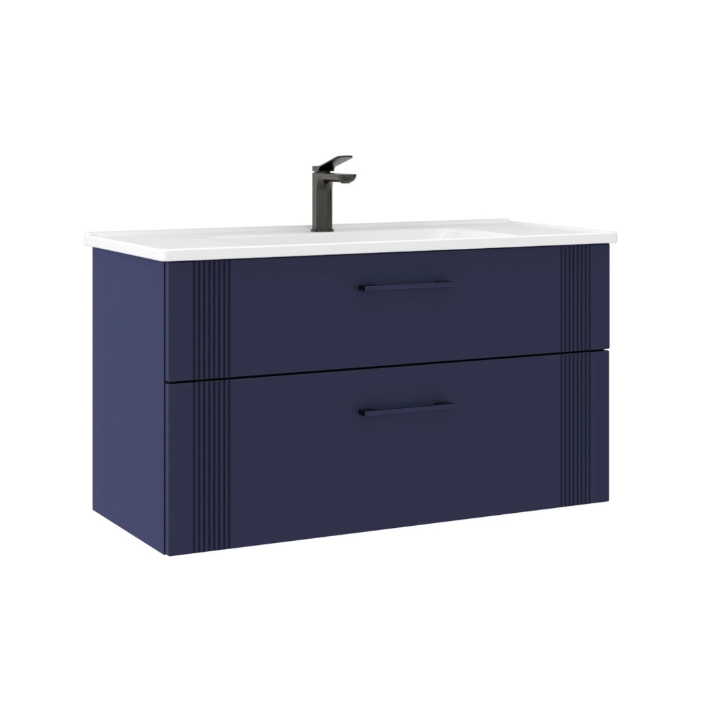 Mobile lavabo "Bari 100 v2" - 100 x 45 x 55 cm - Blu navy opaco