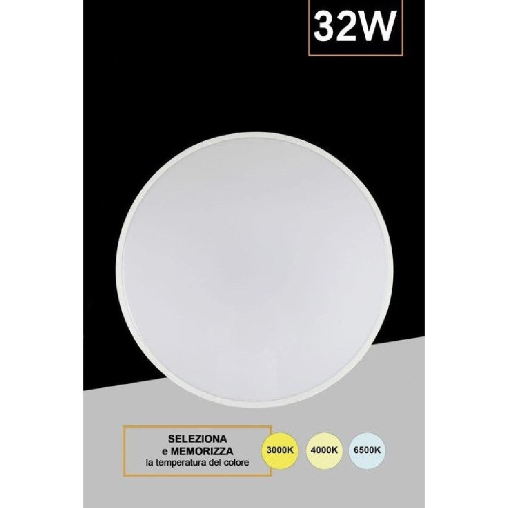 Trade Shop - Applique Da Muro Parete Led Rotondo 32 W Ip44 3 Temperature Di Luce Es-pn380-3c -