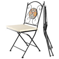 Set Tavolo e Sedie Pieghevoli con Cuscino Design Mosaico Arredo Esterno Giardino