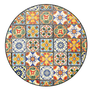 Set Tavolo e Sedie Pieghevoli con Cuscino Design Mosaico Arredo Esterno Giardino