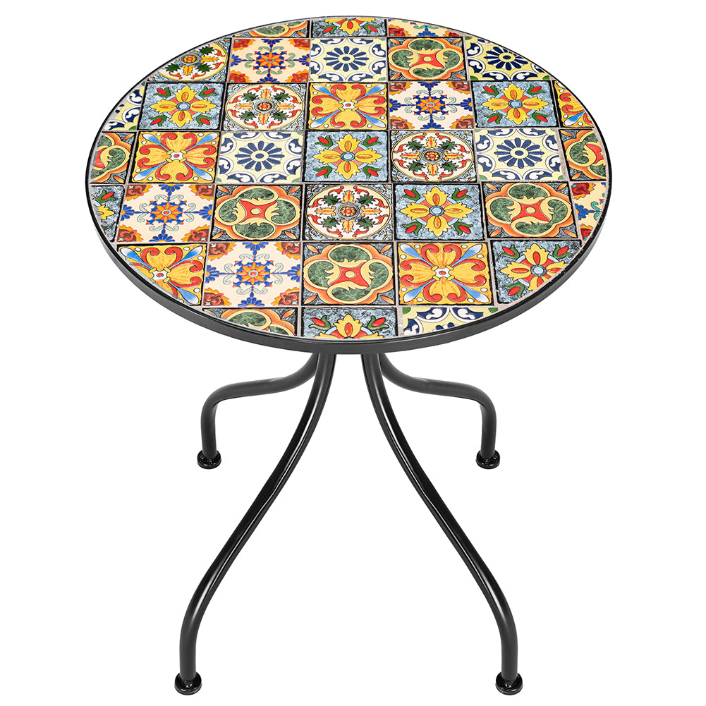 Set Tavolo e Sedie Pieghevoli con Cuscino Design Mosaico Arredo Esterno Giardino