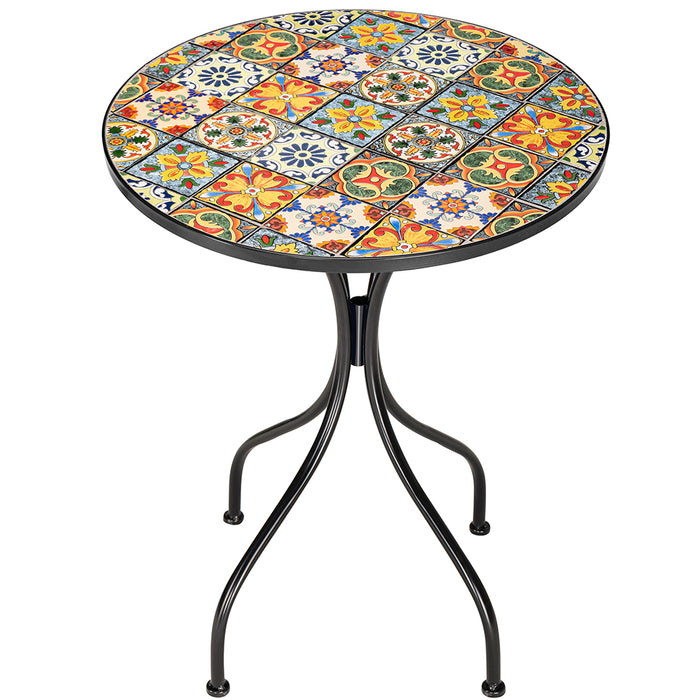 Set Tavolo e Sedie Pieghevoli con Cuscino Design Mosaico Arredo Esterno Giardino