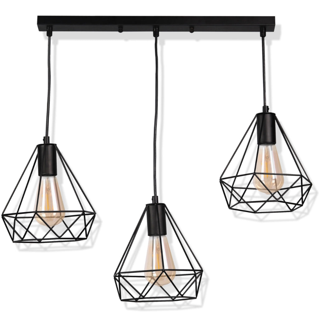 Lampada a sospensione Polux Vigo 3xE27 nera 120cm metallo