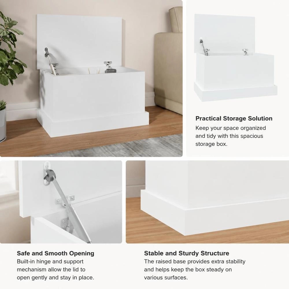 Storage Box White 50 X 30 X 28 Cm Wood Composite