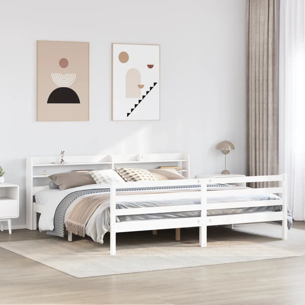 Giroletto con Testiera senza Materasso Bianco 200x200 cm