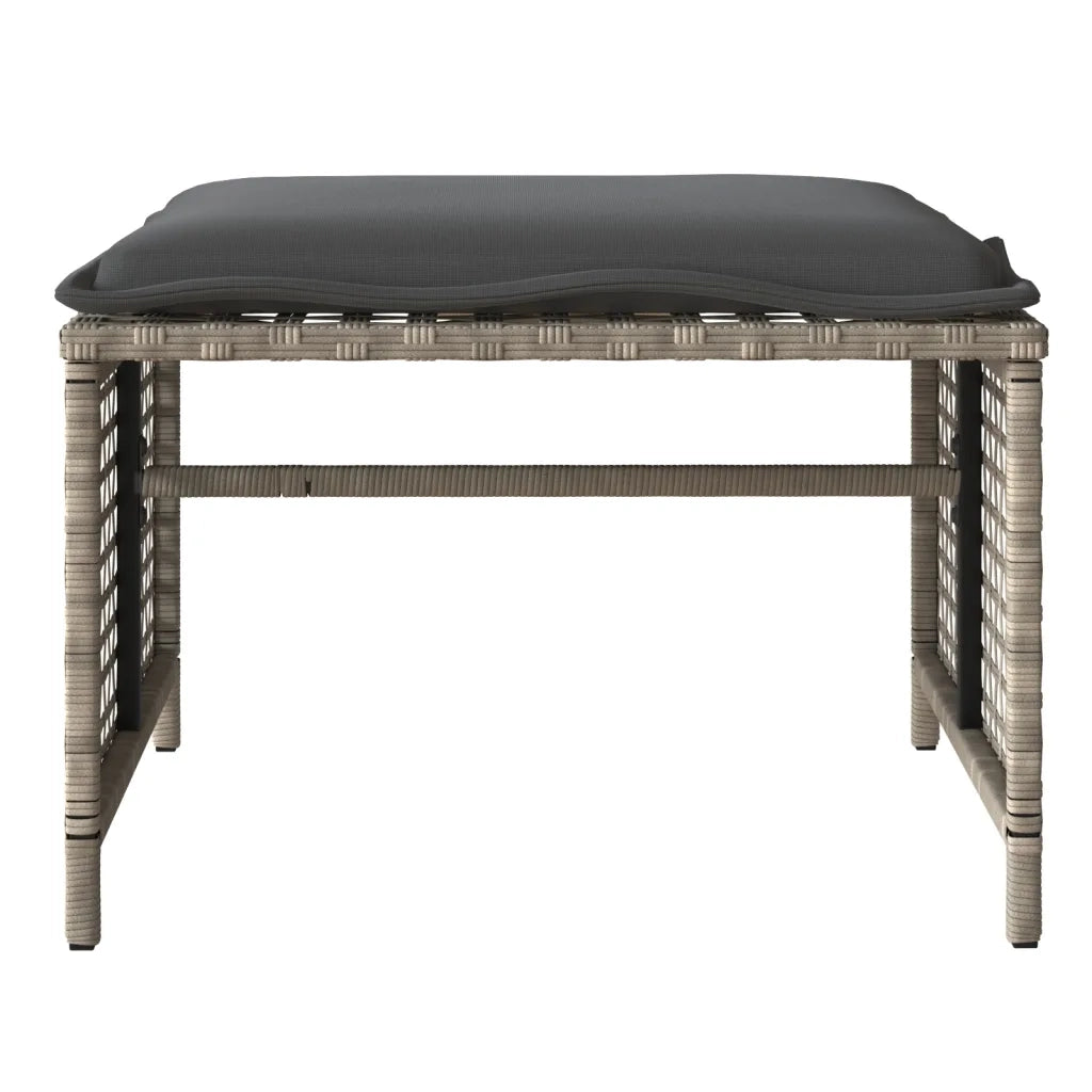 Divano da Giardino 4pz | Set Salotto da Giardino Cuscini Grigio Chiaro Polyrattan e Vetro