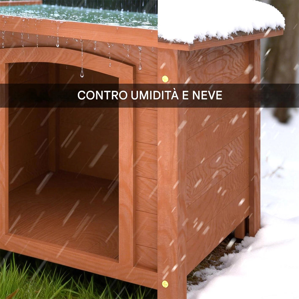 Cuccia per Cani Taglia S Casetta da Esterno con Tetto Apribile in Legno
