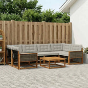 Set di divani da esterno 7 pcs Naturale e Grigio Chiaro