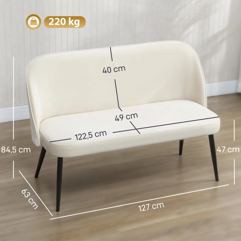 DIVANO 2 POSTI moderno 127x63x84,5 cm Beige in metallo