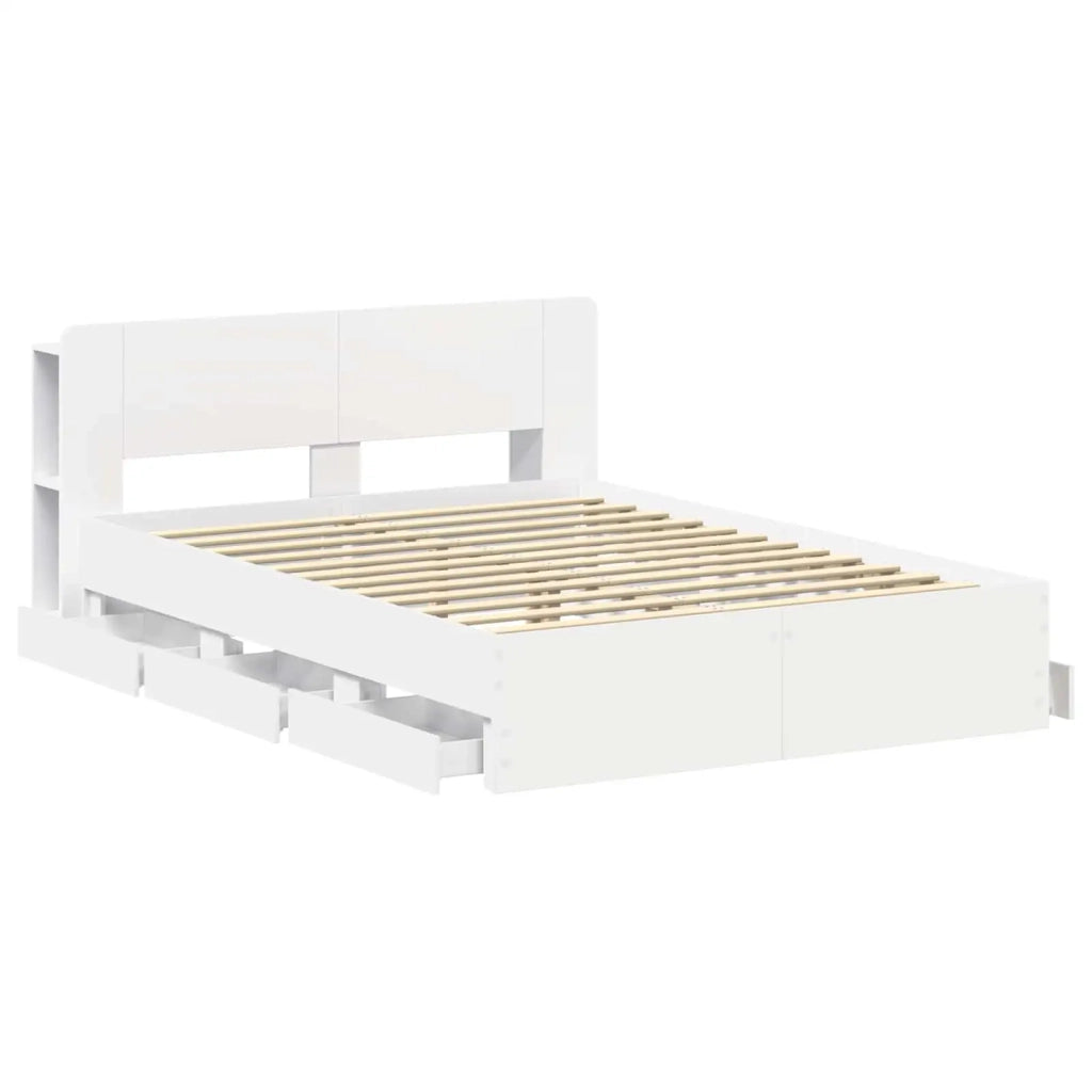 Struttura del letto con stoccaggio e testata Bianco 3433972