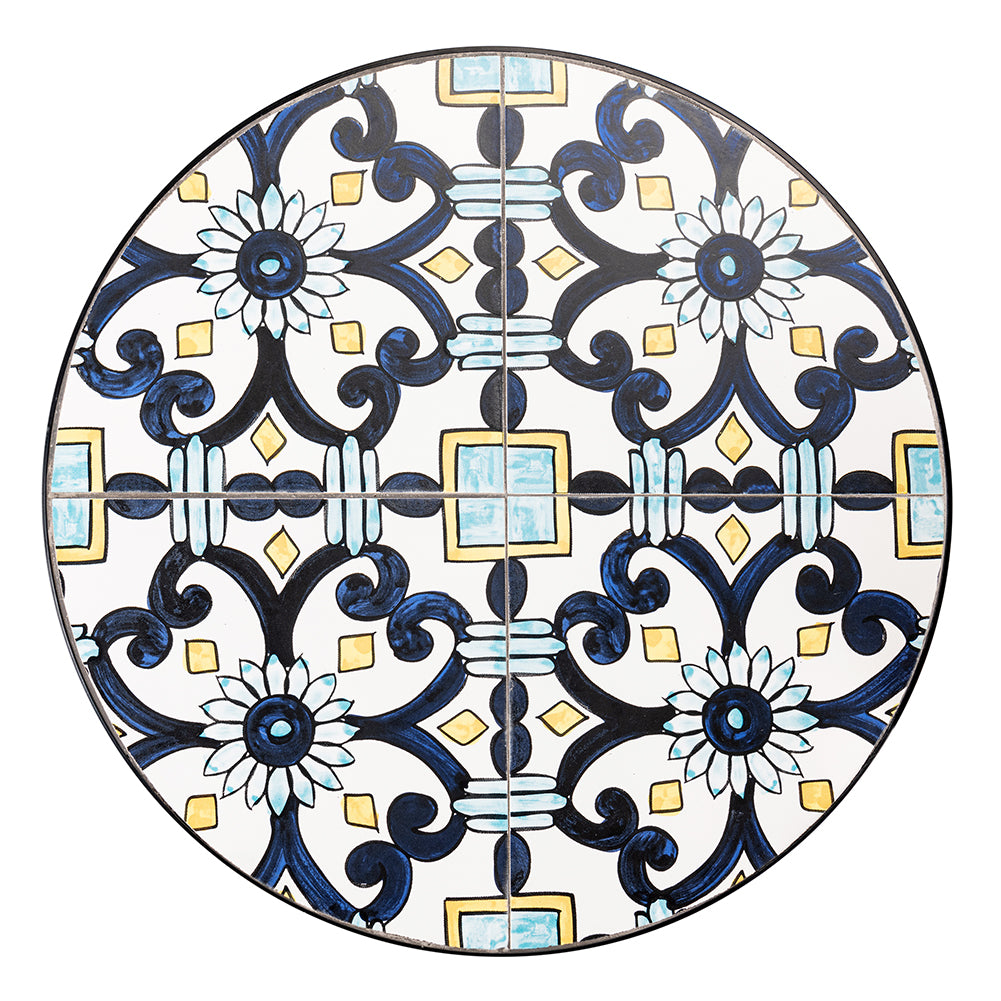 Set Tavolo e Sedie Pieghevoli Tavolino Design Mosaico Blu Arredo Esterno Giardino
