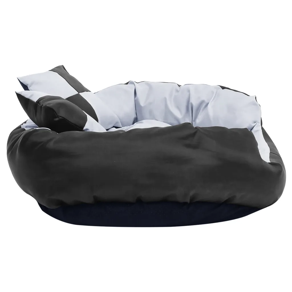 Cuscino per Cani Reversibile e Lavabile Grigio Nero 85x70x20 cm 171208