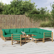 Set Salotto da Giardino 12pz con Cuscini Verdi BambÃ¹cod mxl 100284