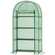 SERRA DA GIARDINO CON RIPIANI IN METALLO, COPERTURA IN PE E PORTA AVVOLGIBILE 80X49X160CM, VERDE