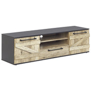 Mobiletto da TV in legno chiaro e truciolare color nero 43 cm stile design rustico soggiorno