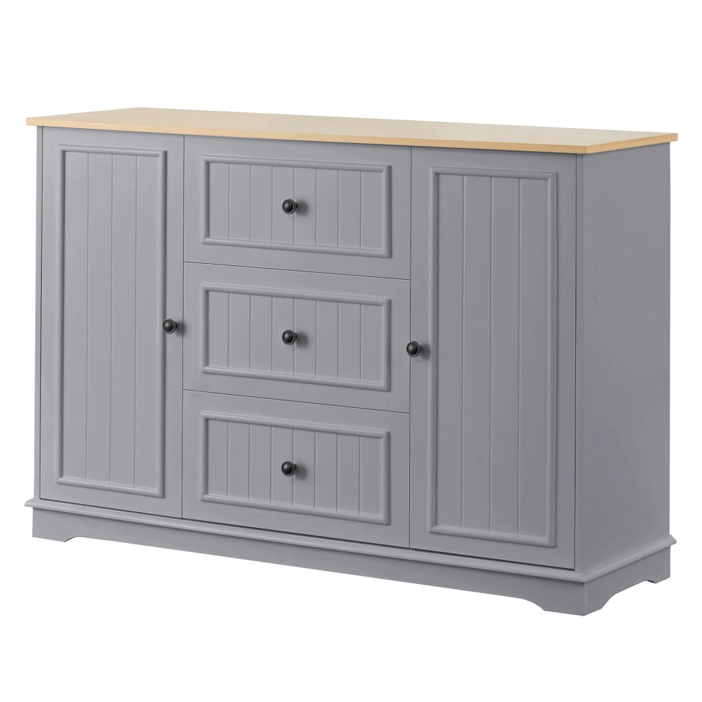 Credenza con 3 Cassetti e Ante ¨C MINIMAL ¨C Grigio, Mobile Buffet per Soggiorno e Corridoio