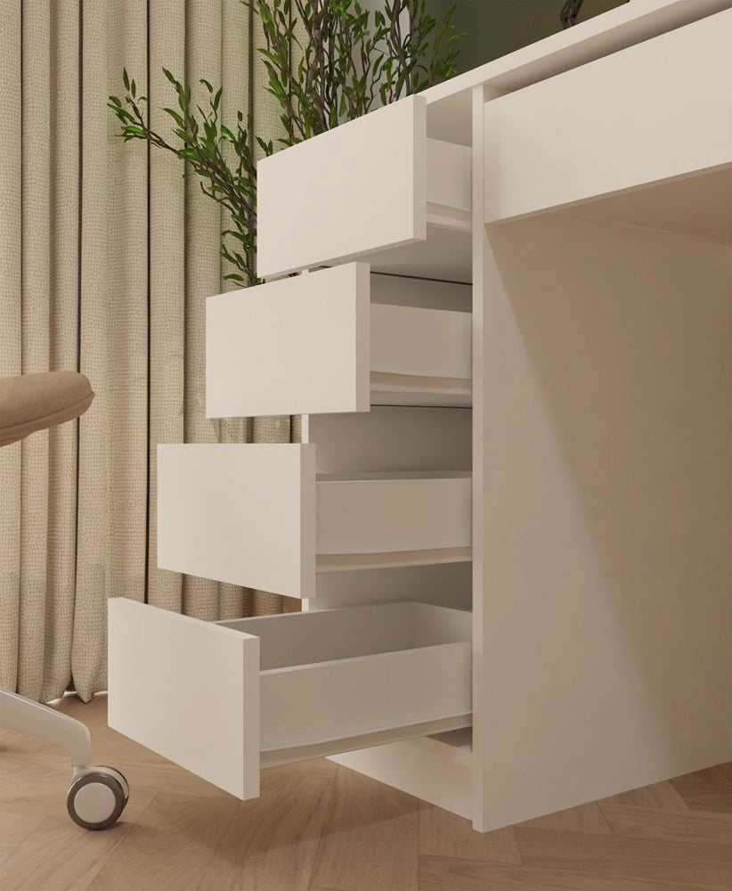 Scrivania ARTO bianco 120 cm 5 cassetti mobile moderna per studio casa ufficio