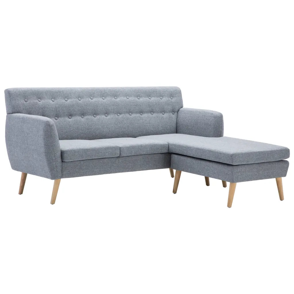 Divano a L Rivestito in Tessuto 171,5x138x81,5 cm Grigio Chiaro 247024