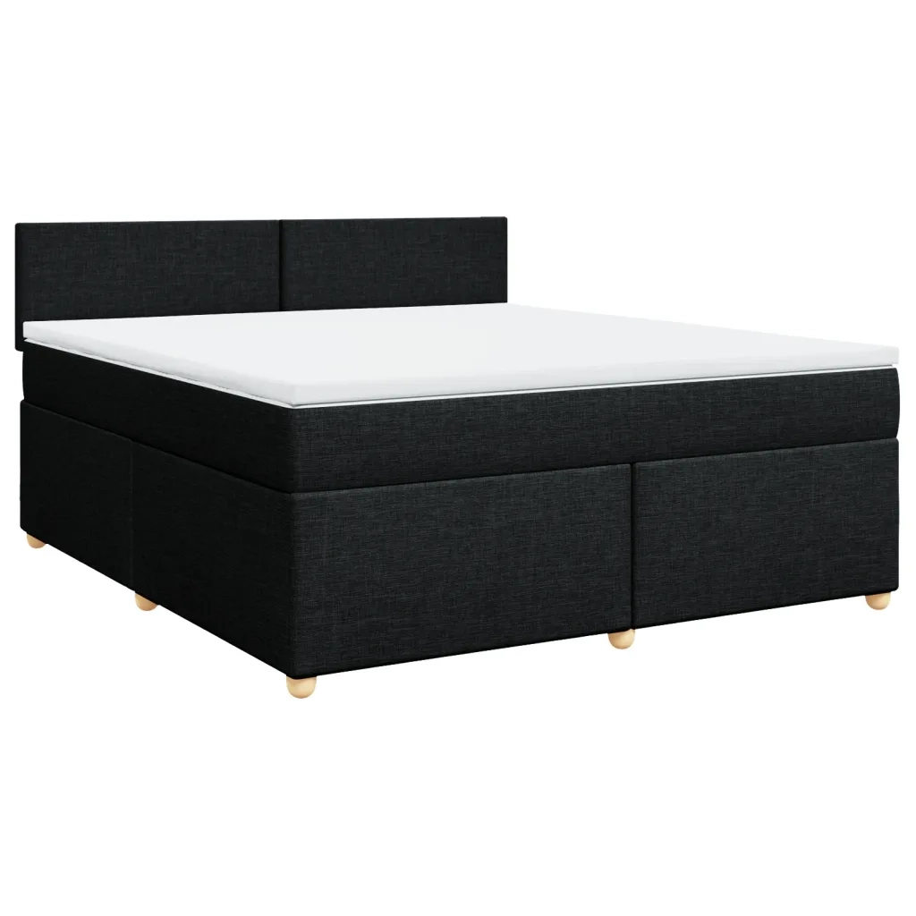 Giroletto a Molle con Materasso Nero 180x200 cm in Tessuto