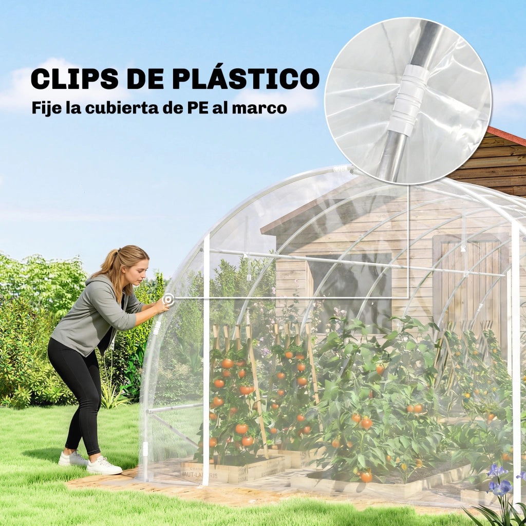 Serra Tunnel 6x3x2 m ¨C zephmum ¨C 2 Porte Avvolgibili Struttura Acciaio Galvanizzato Copertura PE Anti-UV