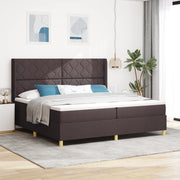 Letto a Doghe con Materasso e LED Marrone Scuro 200x200 cm Tessuto
