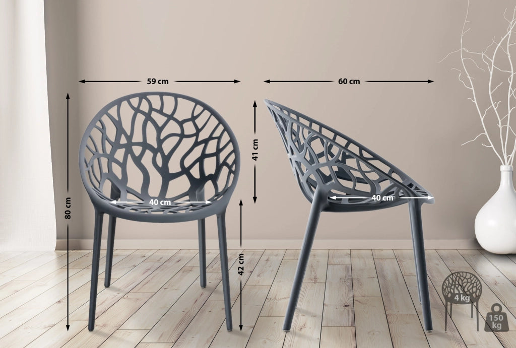 Set 4 sedie da giardino HOPE antracite