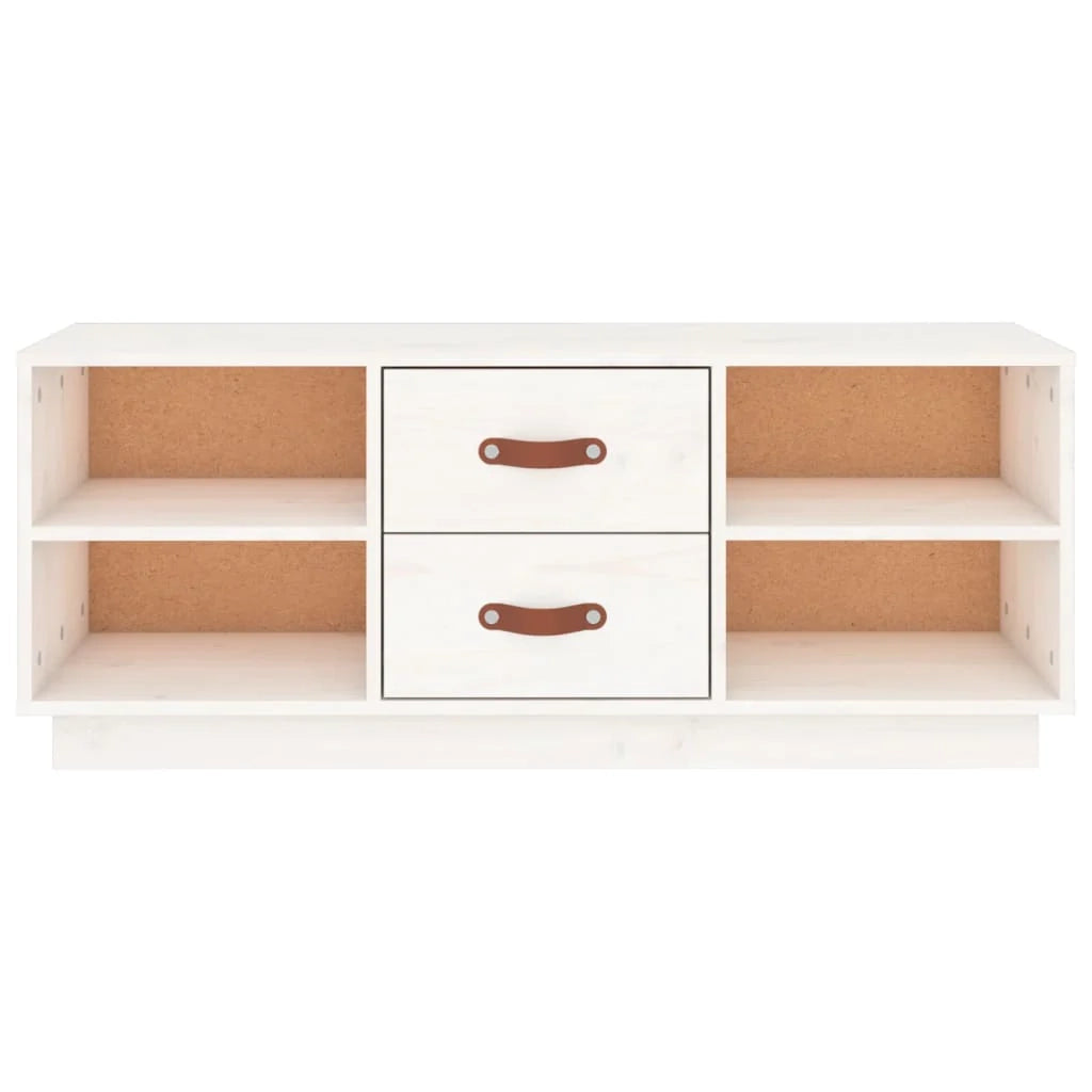 Mobile TV multimediale scaffale TV credenza mobile TV sala da pranzo soggiorno camera da letto 100 x 34 x 40 cm legno di pino massiccio bianco 02_0025466