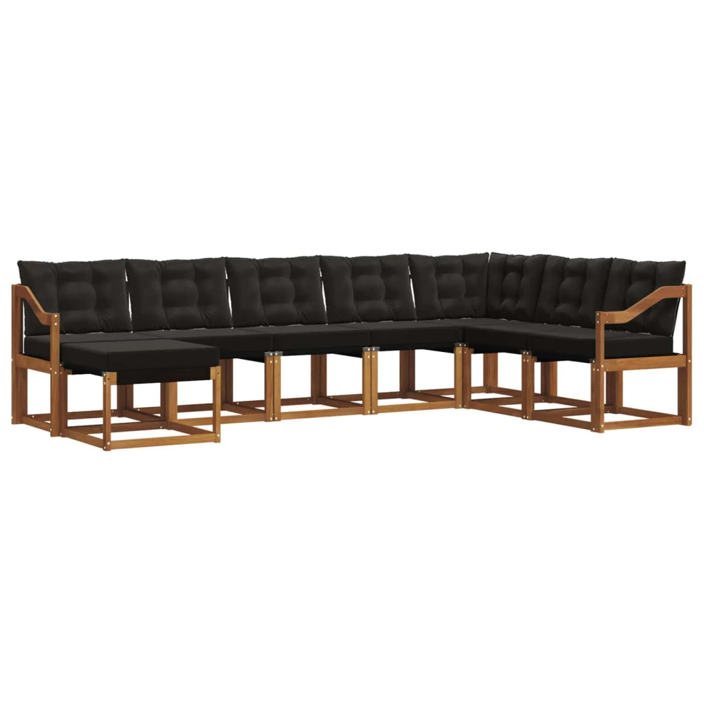 Set di divani da esterno con cuscino 8 pcs Naturale e Nero