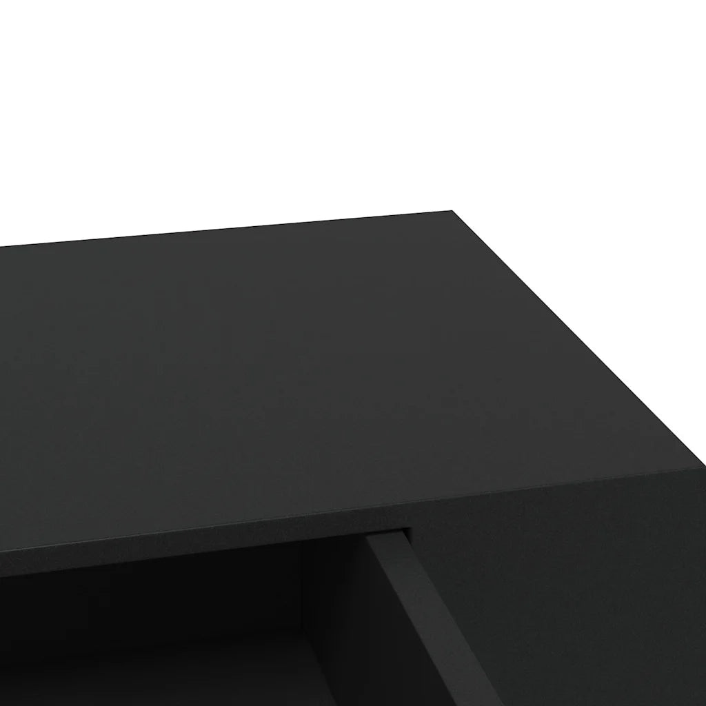 Mensola a Muro Galleggianti con Cassetto Nera 48x25x8 cm 288205