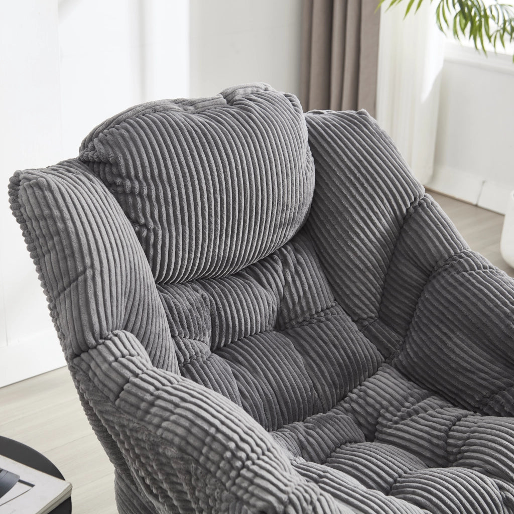 Poltrona relax con poggiapiedi, poltrona lounge moderna con braccioli e tasca laterale, divano imbottito per il tempo libero, poltrona da lettura con