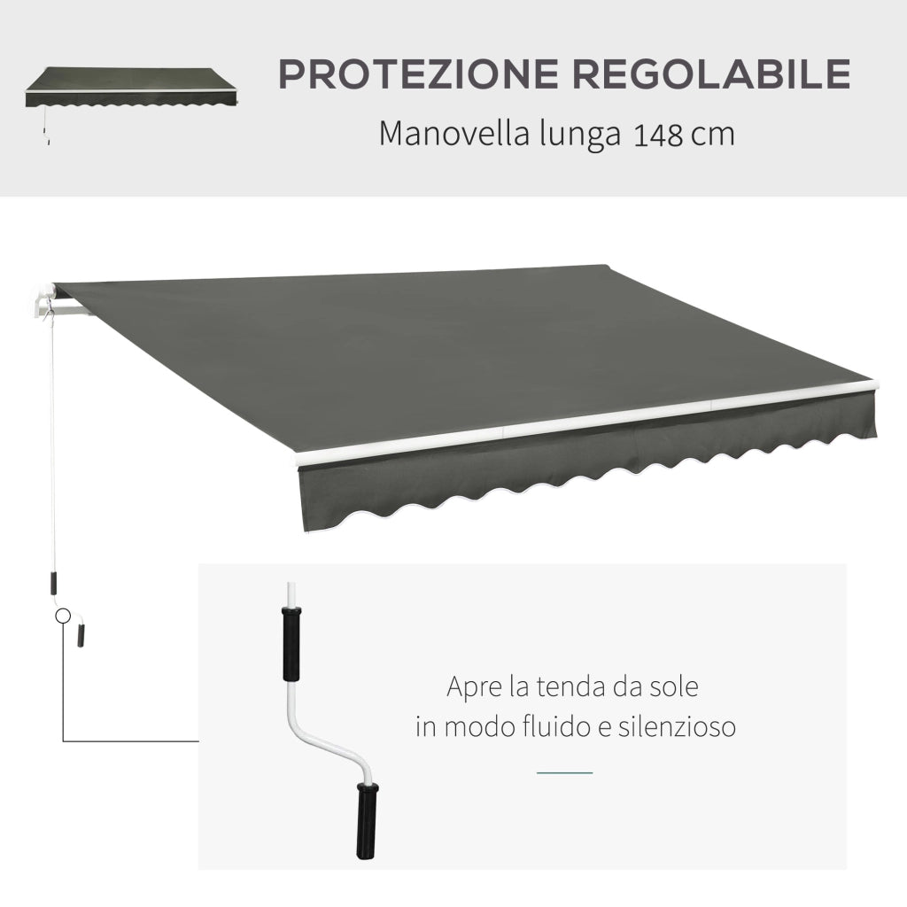 Tenda da Sole per Esterno Avvolgibile a Bracci ¨C zephmum ¨C Grigio 350x250 cm
