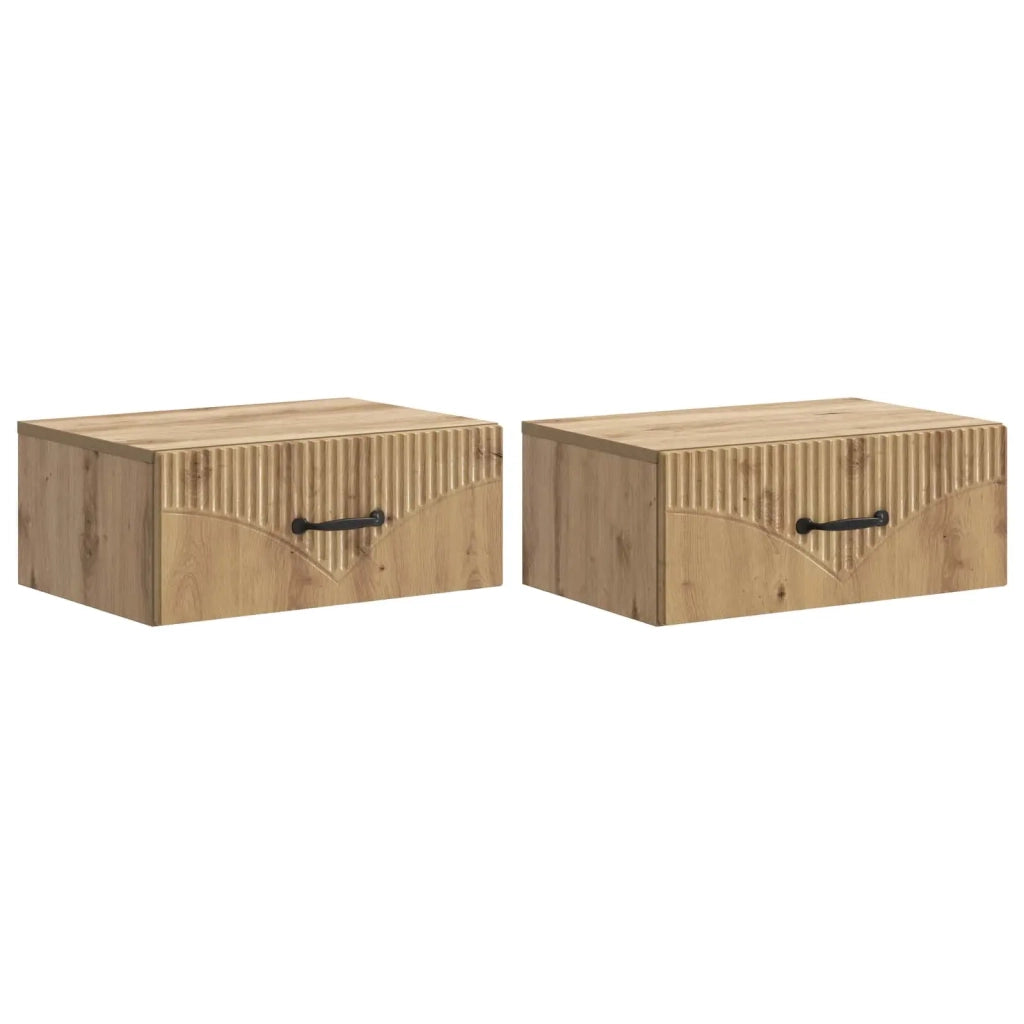Mobiletto da notte a muro con cassetto 2 pcs Rovere Artigianale