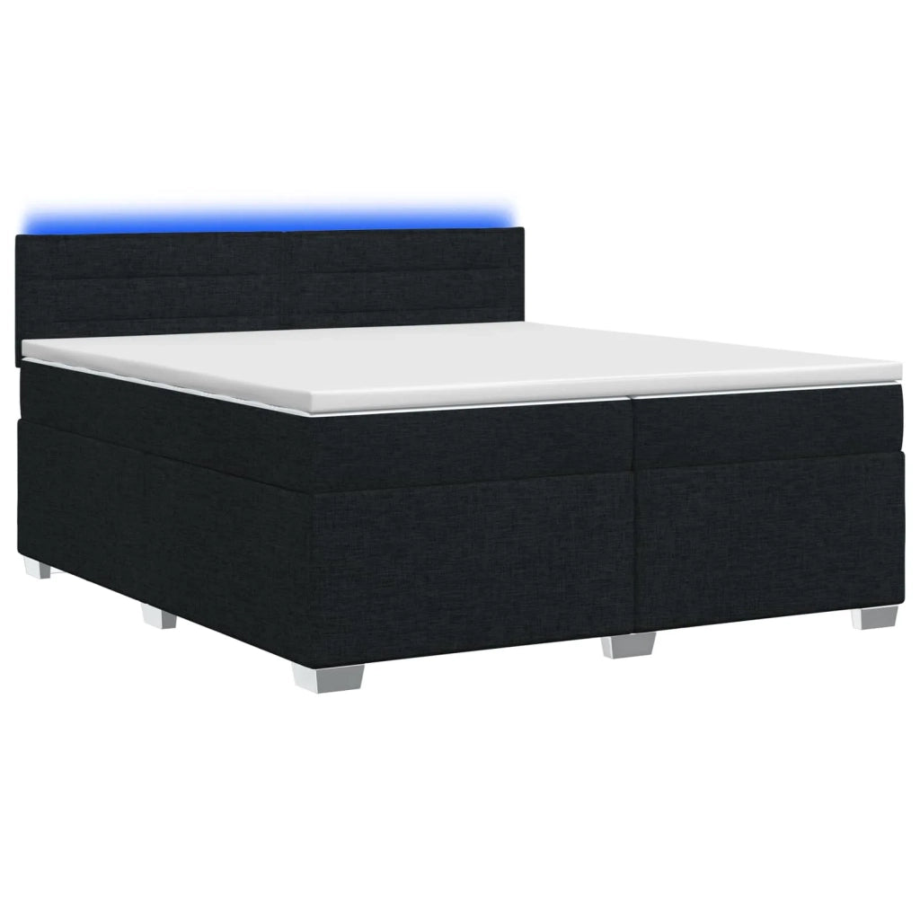 Letto con Box Spring, Materasso e LED Nero 200 x 200 cm Tessuto 3452017