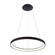 Trade Shop - Lampadario Pendente Led 30w Cct Lampada Sospensione Circolare 38m Luce Cucina Bar - Nero