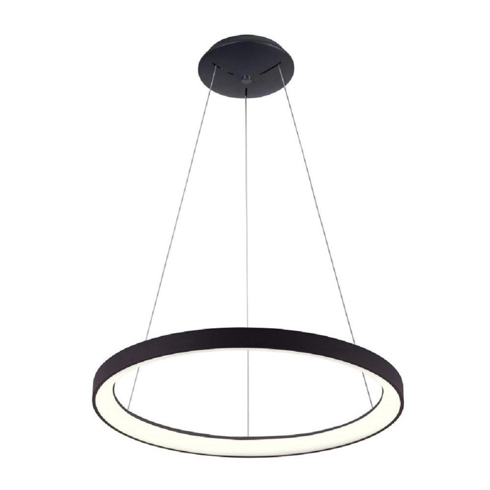 Trade Shop - Lampadario Pendente Led 30w Cct Lampada Sospensione Circolare 38m Luce Cucina Bar - Nero
