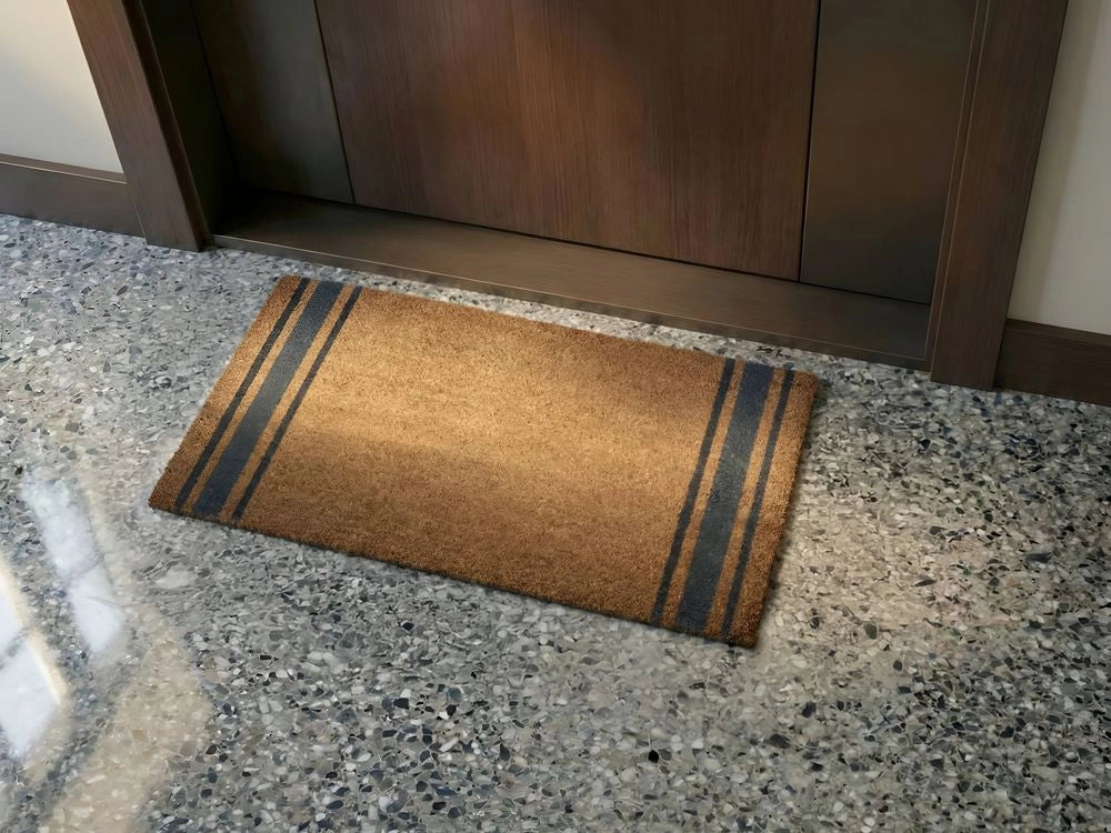 Zerbino in fibra di cocco naturale con fondo antiscivolo in PVC 40 x 60 cm Decorazione Classico Motivo a strisce tradizionale