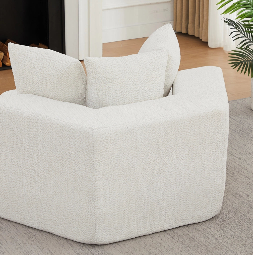 Poltrona modulare esagonale in ciniglia beige