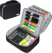 Etui per Colori con Doppia Cerniera Grande Capacità per Matite, Pennarelli e Poesie per Ragazzi, Ragazze e Adulti per Scuola e Lavoro - Nero