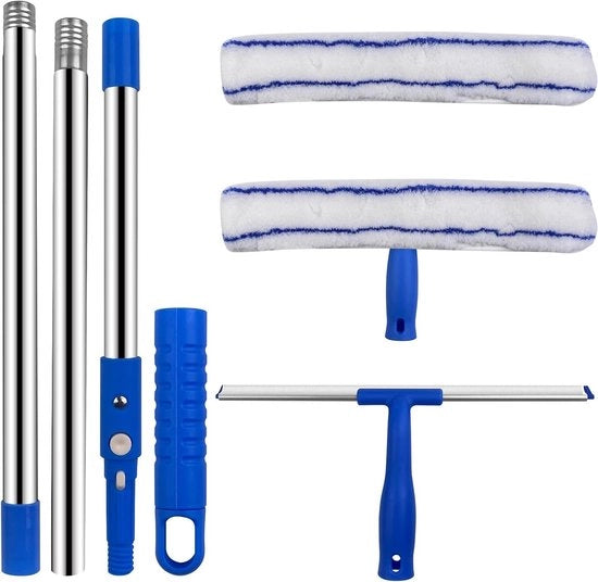 Set di pulitori di finestra telescopici, professionale e flessibile, 120 cm, con estensione, per bagno, doccia, vetro, finestre, auto.