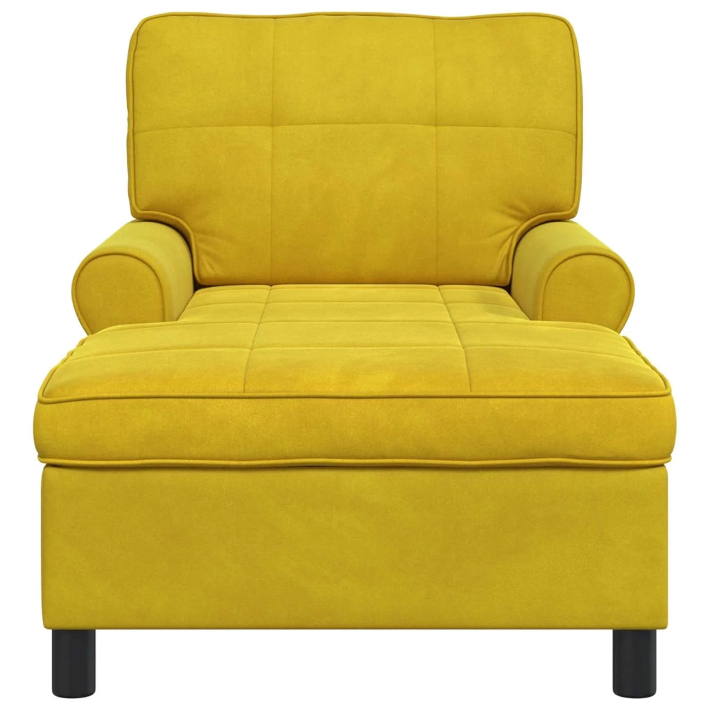 Chaise Lounge con cuscino Giallo 91 x 157 x 91 cm Velluto