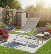 Sedia Sdraio Basculante Pieghevole in Alluminio Beige